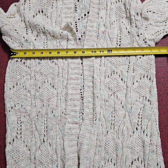 Anthropologie Pilcro Pointelle Duster Cardigan S Cream Open Front Boho Hippie - Picture 7 of 10